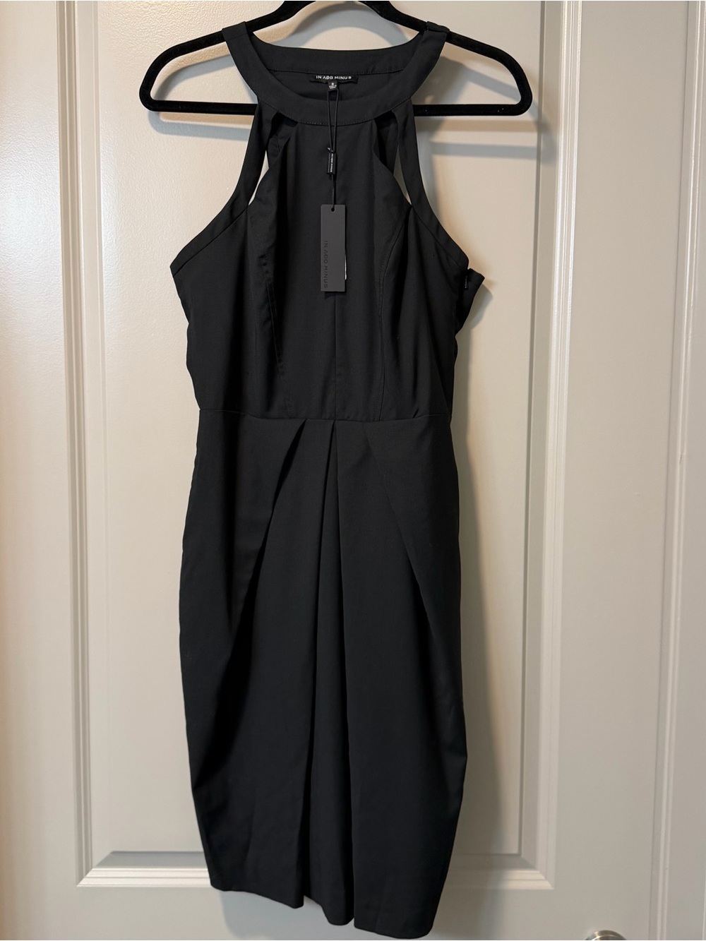 In Add Minus Black Wool Midi Sleeveless Dress Sz 8 NWT Professional Office Wear